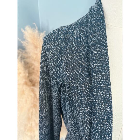 Carol Rose Marled Knit Cardigan Swearer Size Medium Petite Navy Blue - Picture 5 of 10